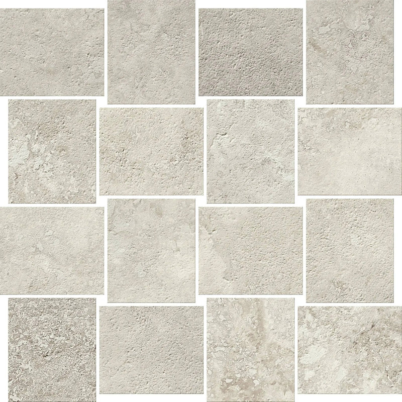 Trail Cross Cut Grey Mosaic B Travertine Look Porcelain Mosaics 12x12