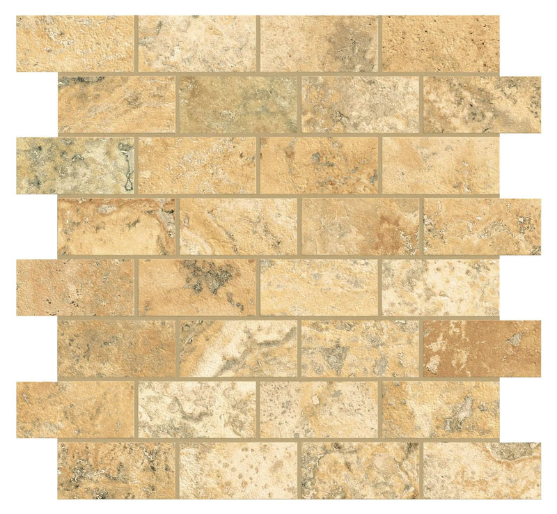 Trail Cross Cut Scabas Mosaic J Travertine Look Porcelain Mosaics 12x12