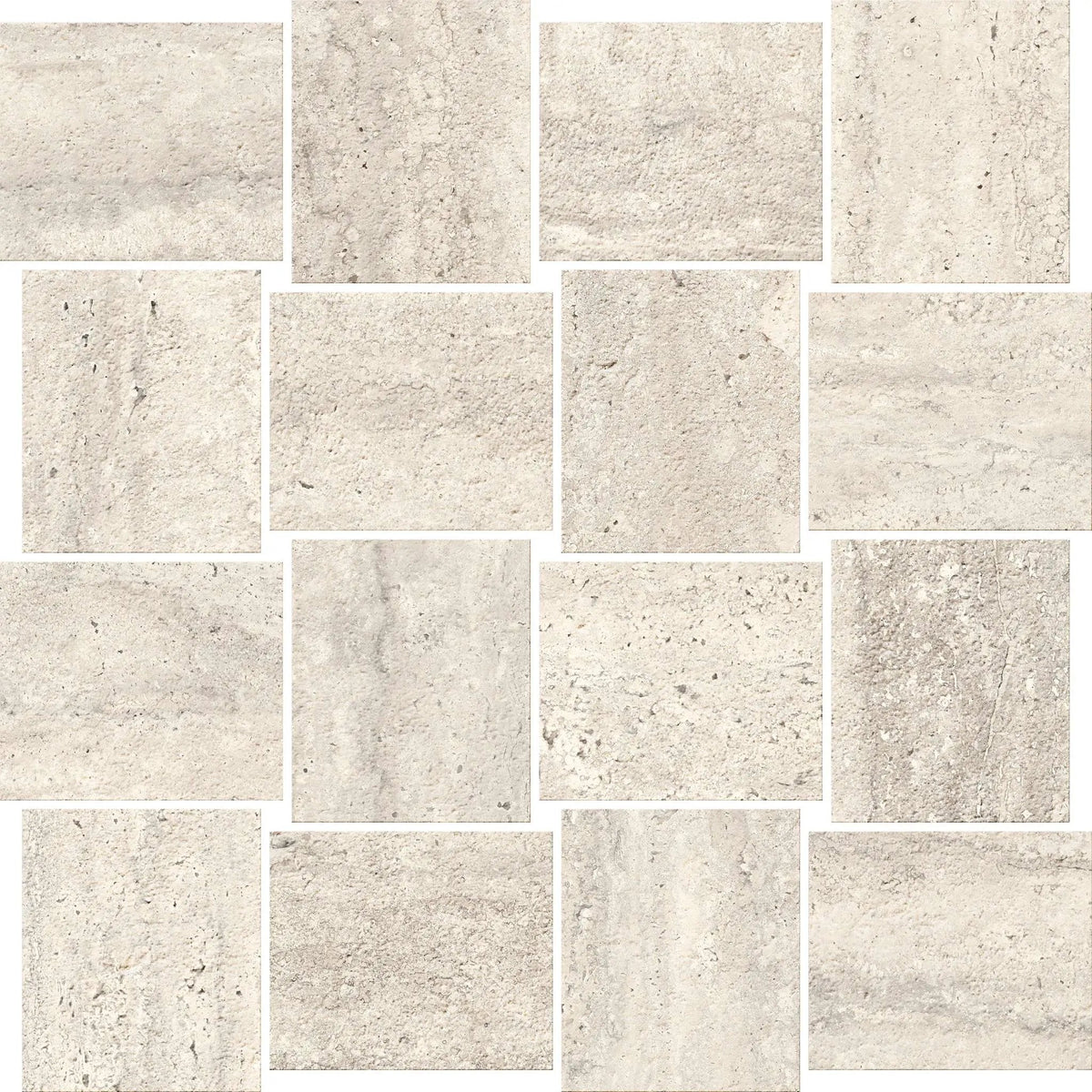 Trail Vein Cut Pearl Mosaic B Travertine Look Porcelain Mosaics 12x12