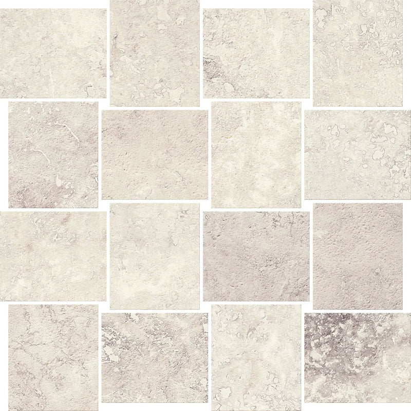 Trail Cross Cut Pearl Mosaic B Travertine Look Porcelain Mosaics 12x12