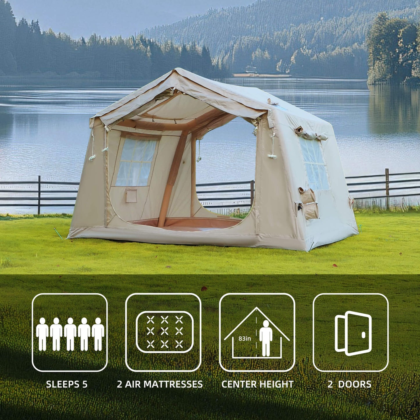 Trailora 4-Season Outdoor 4-6 People Inflatable Blow Up Camping Tent With Air Pump (SAK46821)