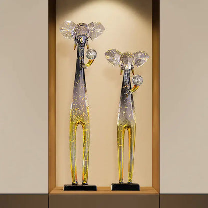 Translucent blue & yellow elephant floor decoration living room sculpture