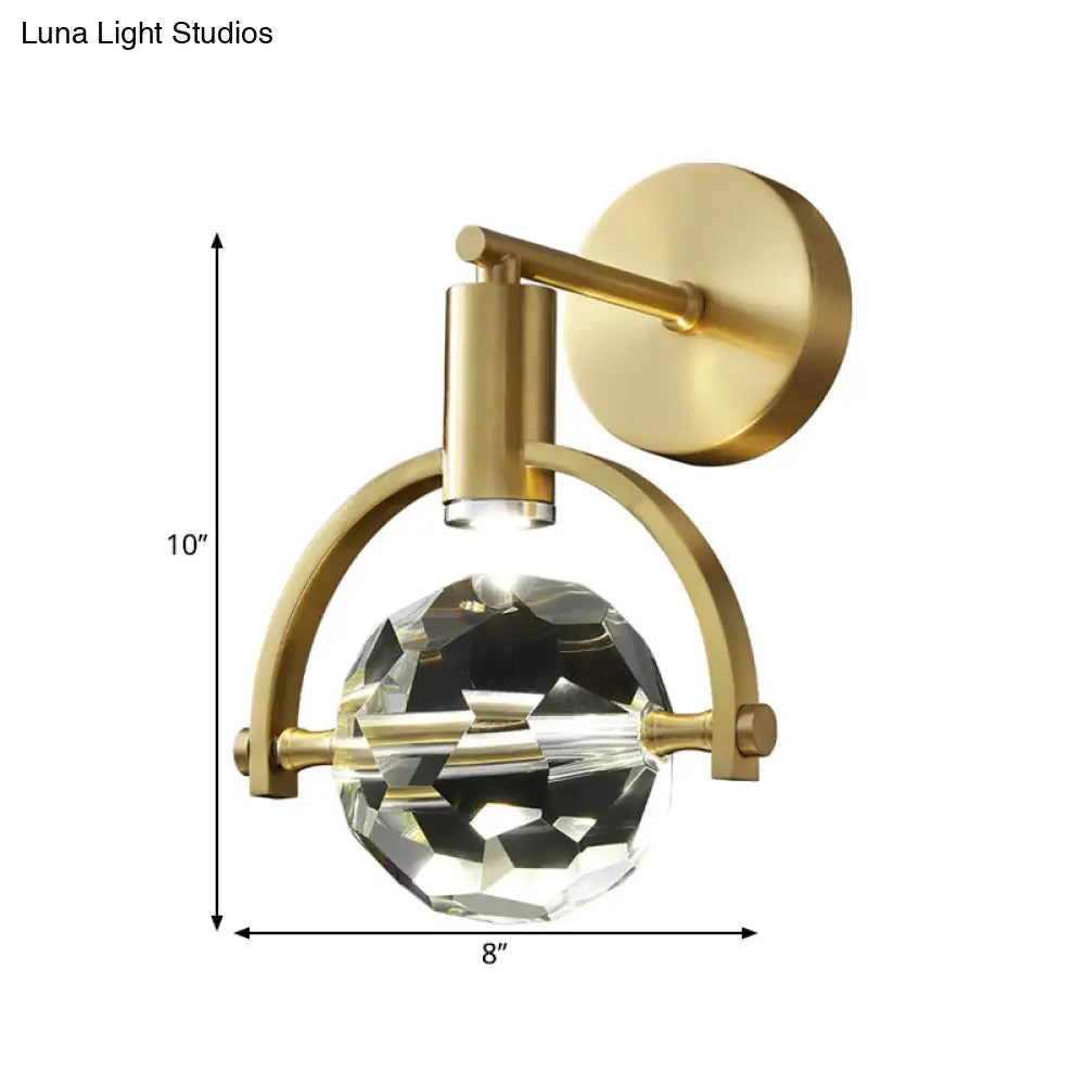 DecorBites™ Translucent Crystal LED Wall Lamp with Modern Gold Finish and Beveled Design