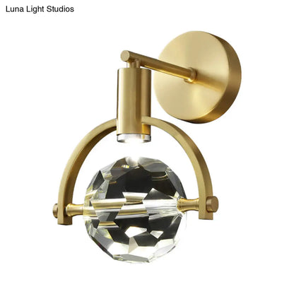 DecorBites™ Translucent Crystal LED Wall Lamp with Modern Gold Finish and Beveled Design