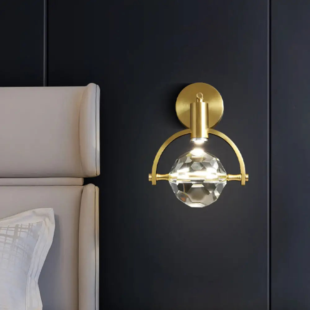 DecorBites™ Translucent Crystal LED Wall Lamp with Modern Gold Finish and Beveled Design