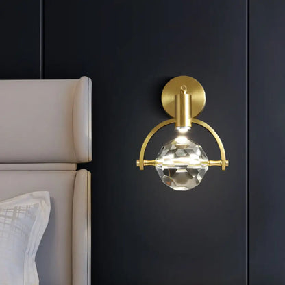 DecorBites™ Translucent Crystal LED Wall Lamp with Modern Gold Finish and Beveled Design