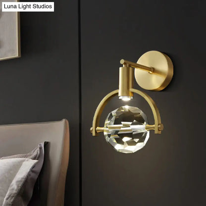 DecorBites™ Translucent Crystal LED Wall Lamp with Modern Gold Finish and Beveled Design