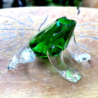 Translucent green crystal frog figurine living room glass decor