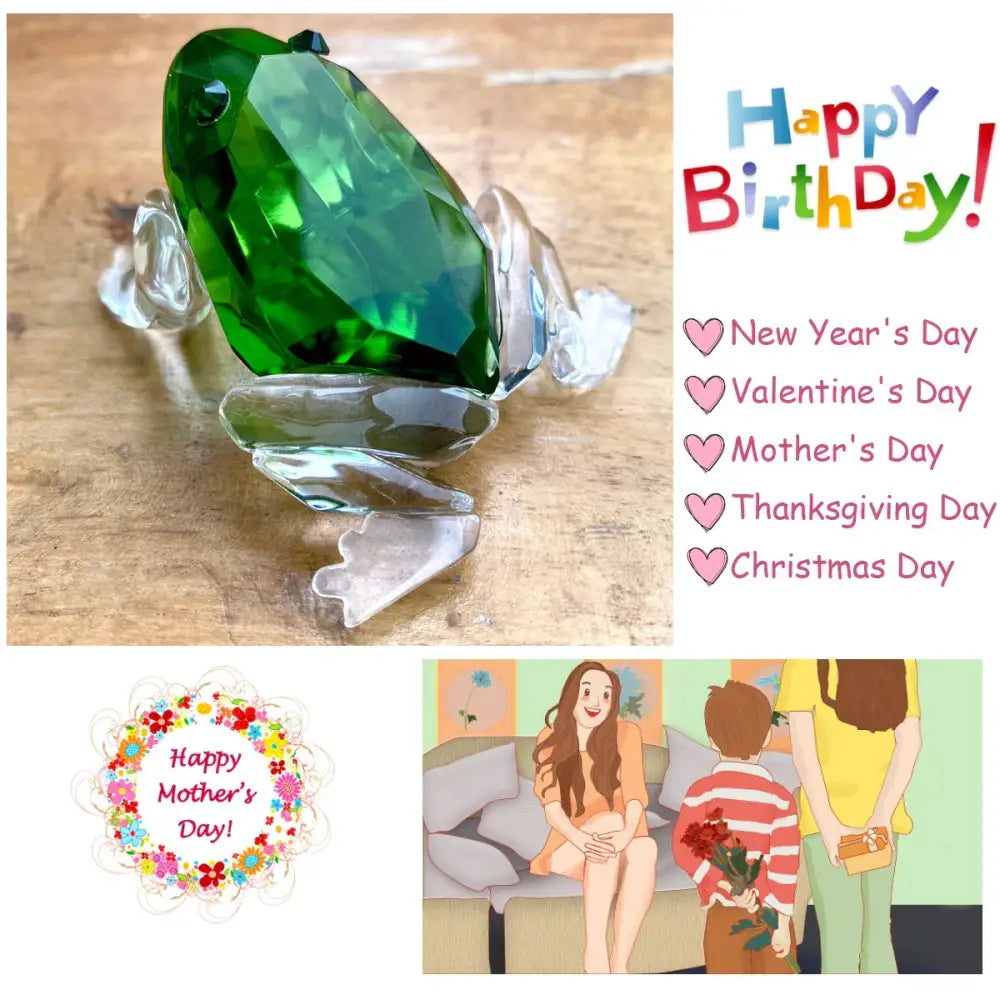 Translucent green crystal frog figurine living room glass decor