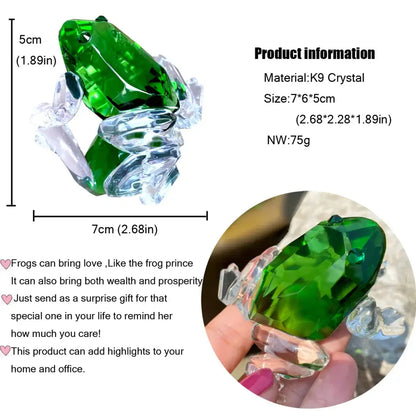 Translucent green crystal frog figurine living room glass decor