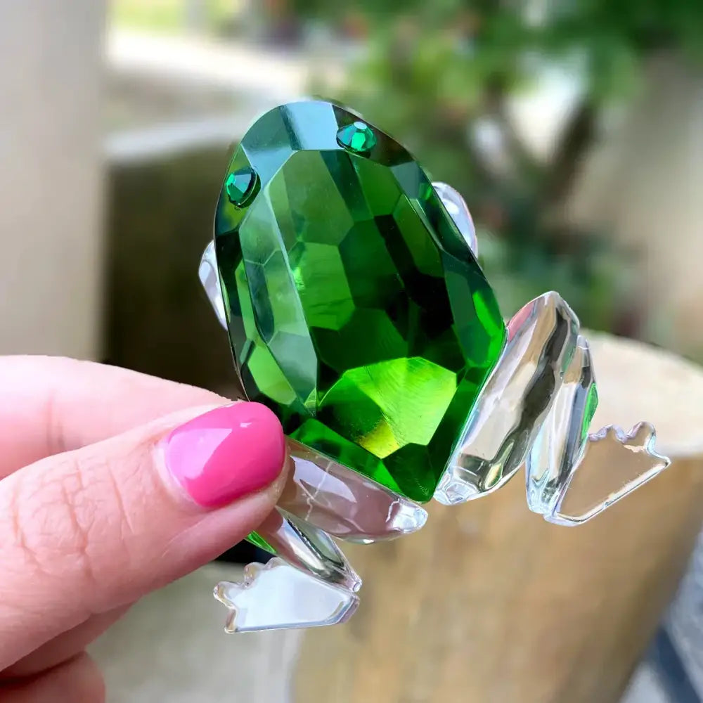 Translucent green crystal frog figurine living room glass decor