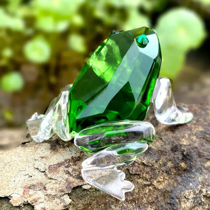 Translucent green crystal frog figurine living room glass decor