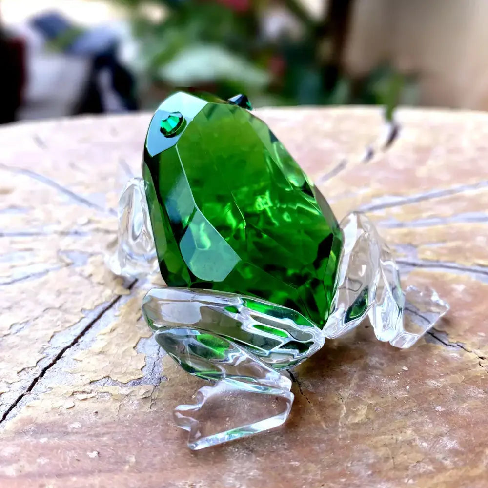 Translucent green crystal frog figurine living room glass decor