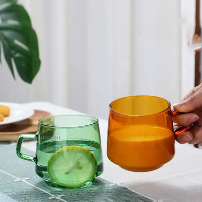 Translucent green glass coffee mug kitchen heat resistant cup