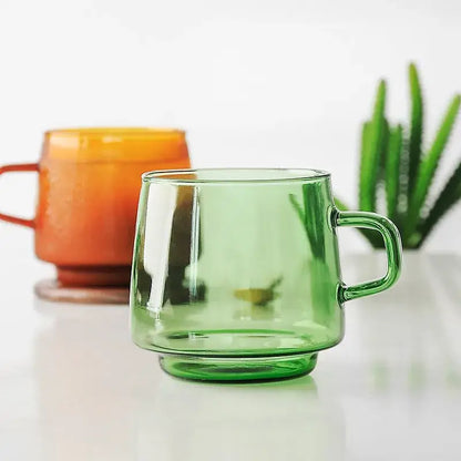 Translucent green glass coffee mug kitchen heat resistant cup