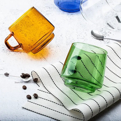 Translucent green glass coffee mug kitchen heat resistant cup