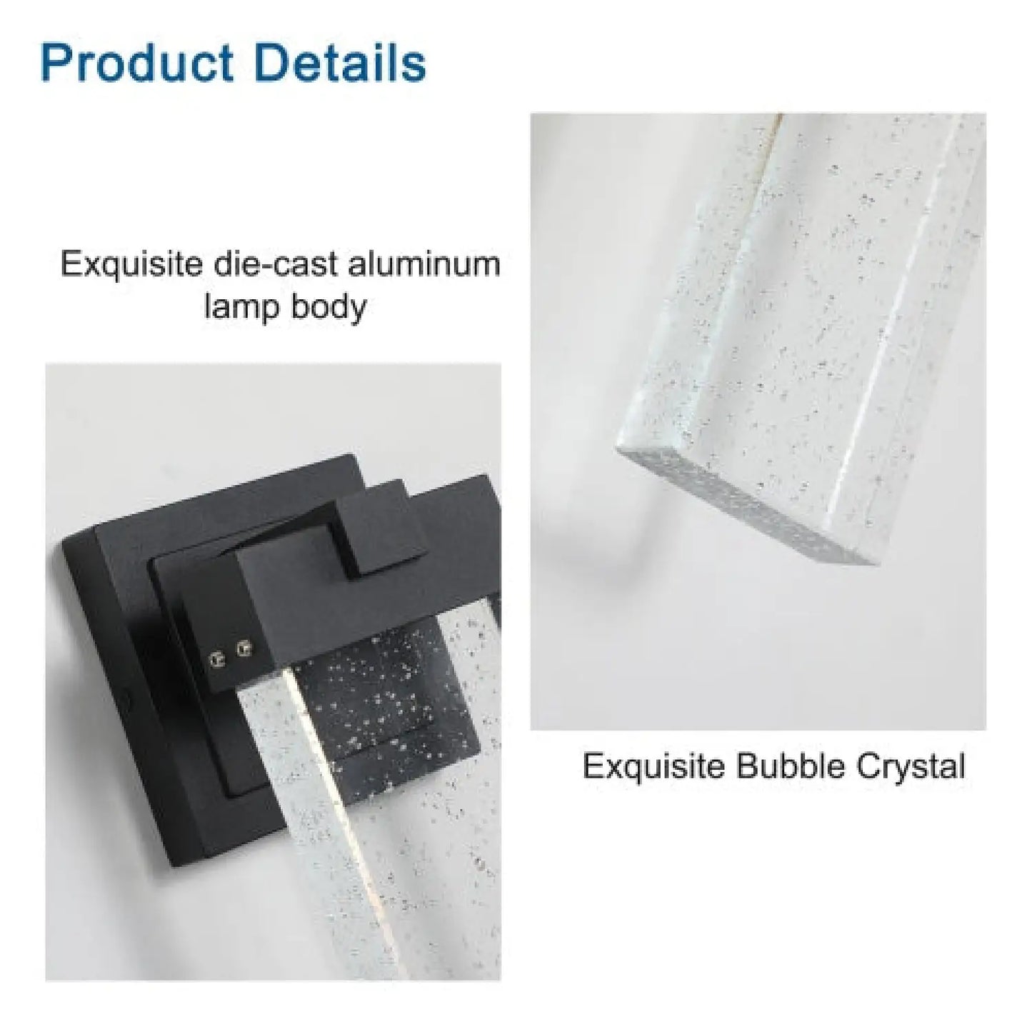 Transparent Crystal Wall Lights Fixtures with LED & Waterproof