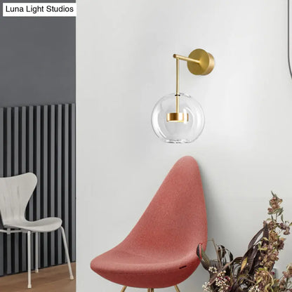 DecorBites™ Transparent Glass Bedside LED Wall Lamp in Gold - Minimalist Sphere Wall Hanging Light