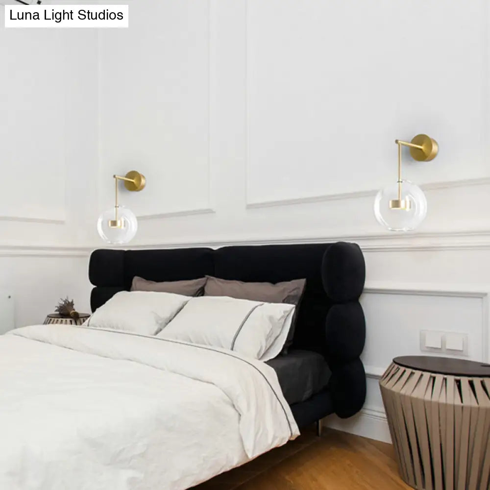 DecorBites™ Transparent Glass Bedside LED Wall Lamp in Gold - Minimalist Sphere Wall Hanging Light