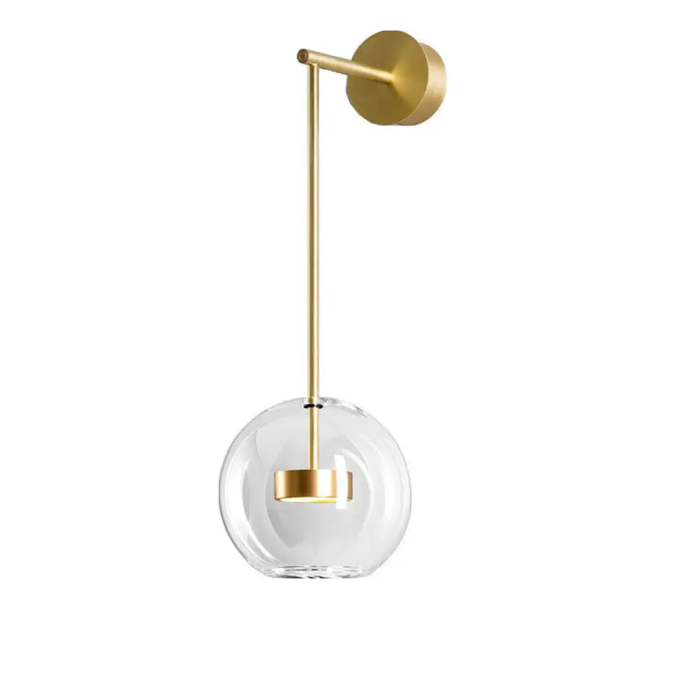 DecorBites™ Transparent Glass Bedside LED Wall Lamp in Gold - Minimalist Sphere Wall Hanging Light