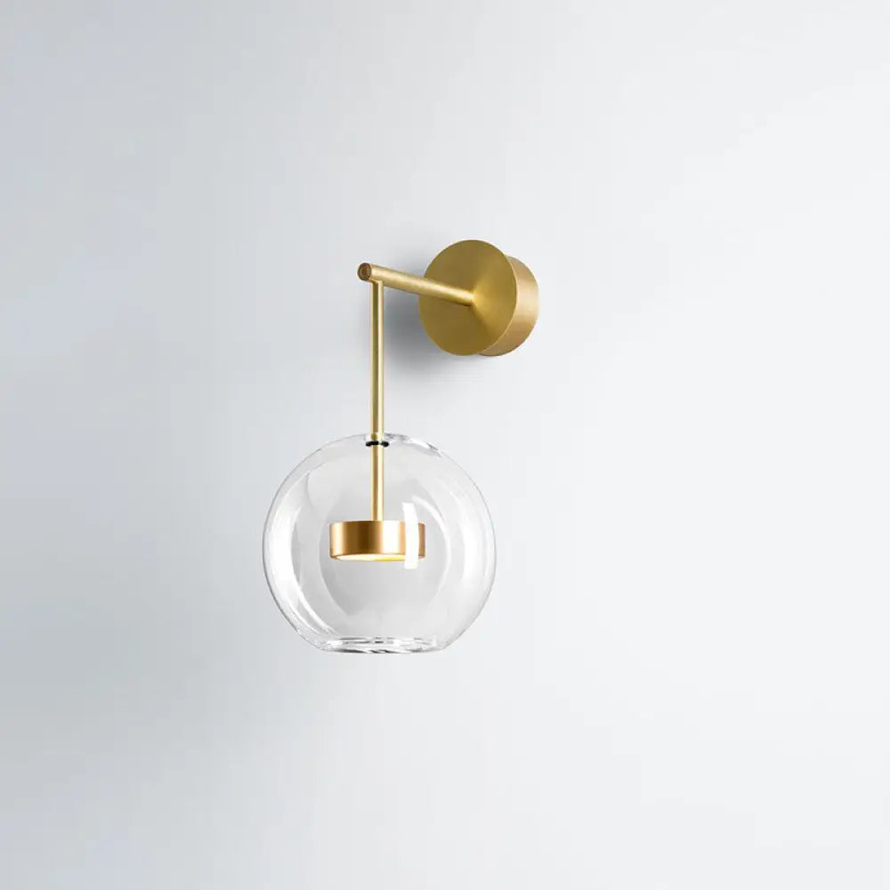 DecorBites™ Transparent Glass Bedside LED Wall Lamp in Gold - Minimalist Sphere Wall Hanging Light