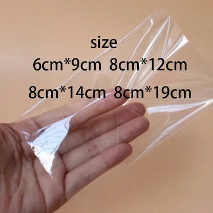Transparent pink ice cream bags kitchen storage with gold ribbon
