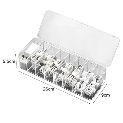 Transparent plastic cable storage box office desk wire organizer