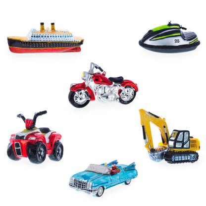 Santa Driving Convertible Car Glass Christmas Ornament