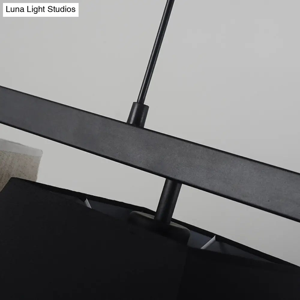DecorBites™ Trapezoid Fabric Hanging Lamp - 3/5 Black and White Lights - Contemporary Island Light Kit