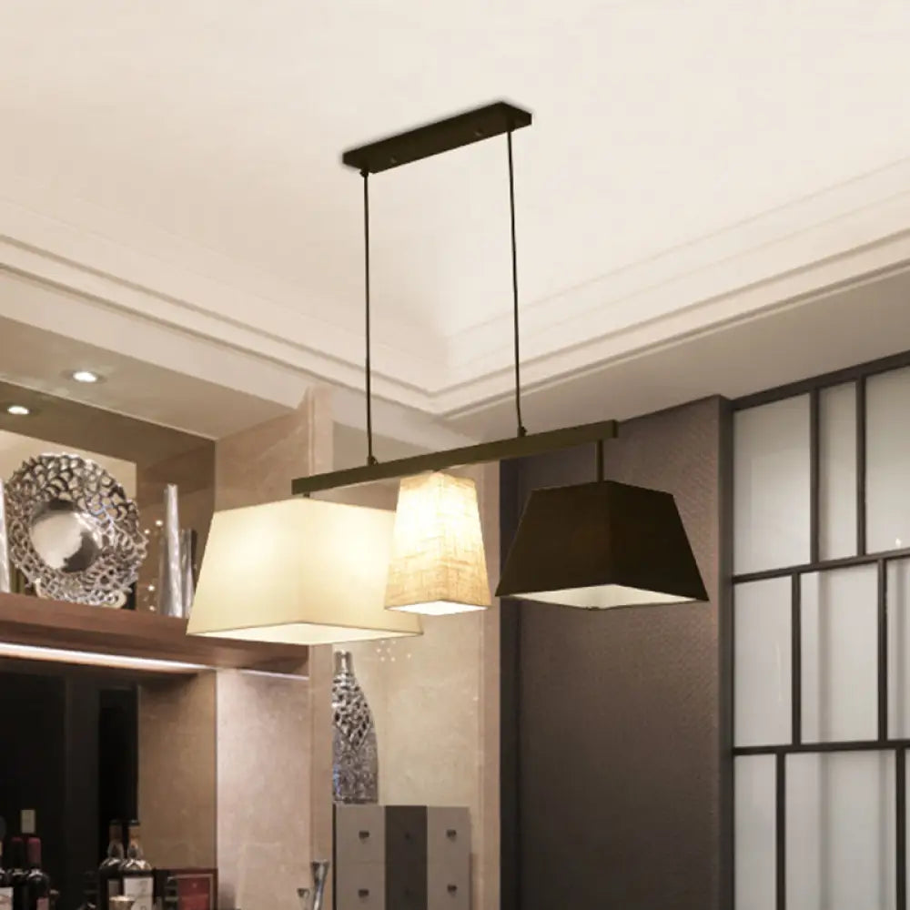 DecorBites™ Trapezoid Fabric Hanging Lamp - 3/5 Black and White Lights - Contemporary Island Light Kit