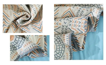 Tribal beige quilted sofa throw blanket – living room cotton bedspread