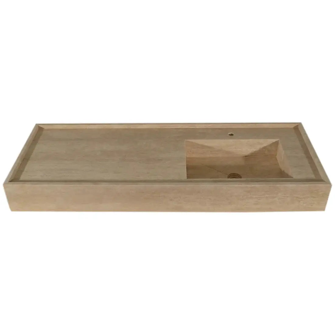 Handmade Travertine Bathroom Sink Beige Rectangular Wall Mounted