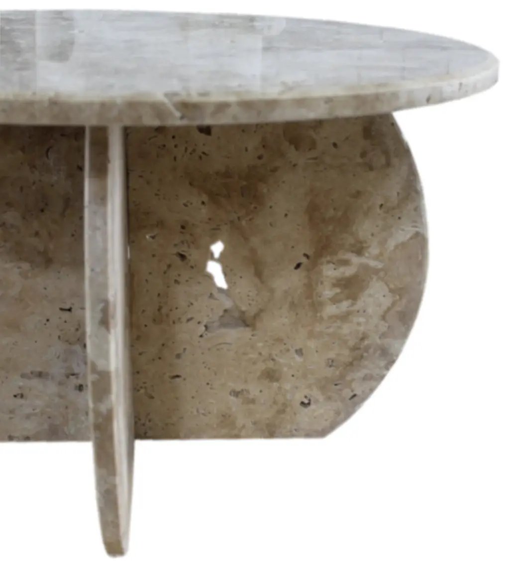 Light Travertine Unfilled Round Polished Coffee Table 27.5in