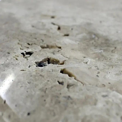 Light Travertine Unfilled Round Polished Coffee Table 27.5in
