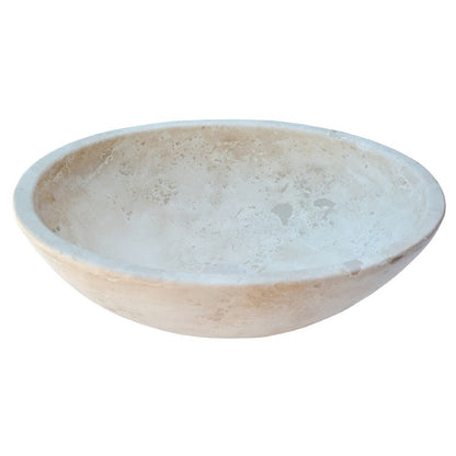 Travertine Natural Stone Oval Vessel Sink 16x21x6 Handcrafted Light Beige Artisan