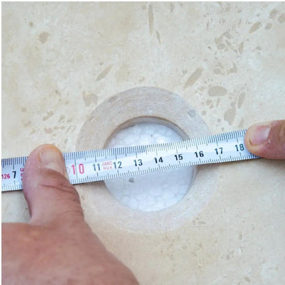 Travertine Oval Vessel Sink 16x21 Beige Handcrafted Natural Stone Bathroom Fixture