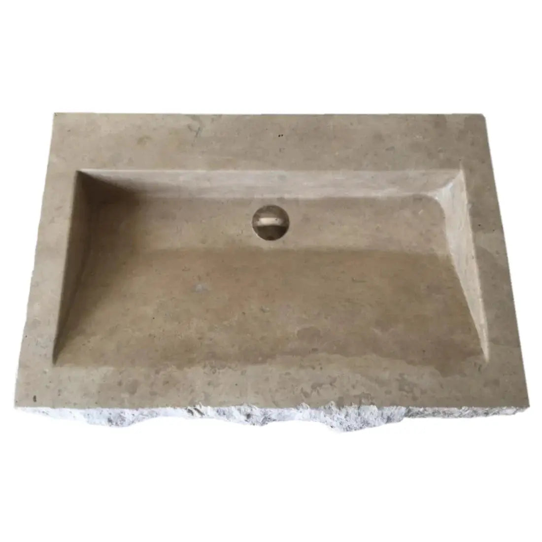 Travertine Beige Rectangular Rustic Wall Mount Bathroom Stone Sink