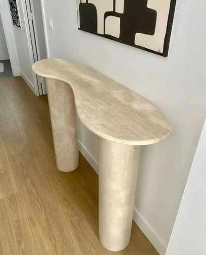 Beige Travertine Designer Console Table 48x15x36 Filled Honed