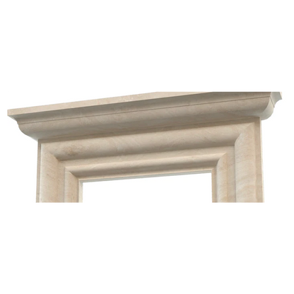 Light Travertine Modern Hand Carved Natural Stone Fireplace Surround 5 Piece Modular