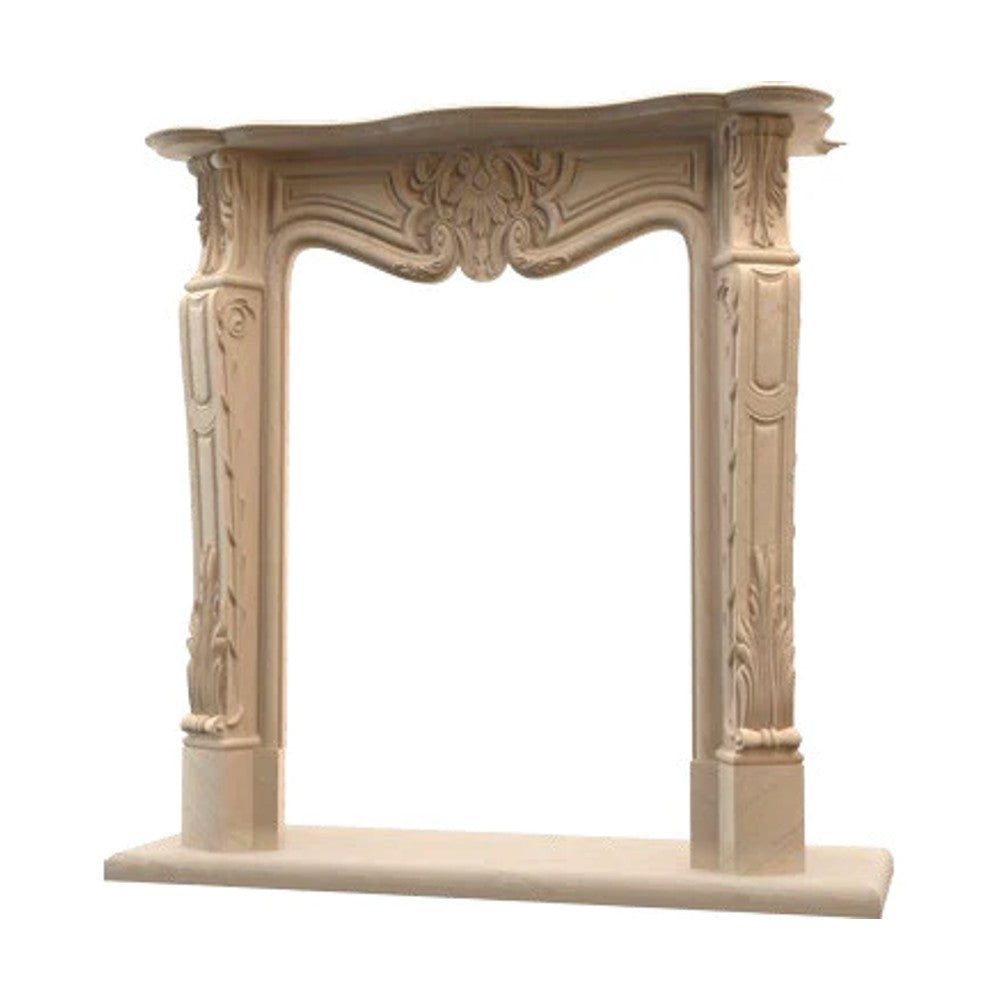 Light Travertine Fireplace Surround - Traditional Hand-carved
