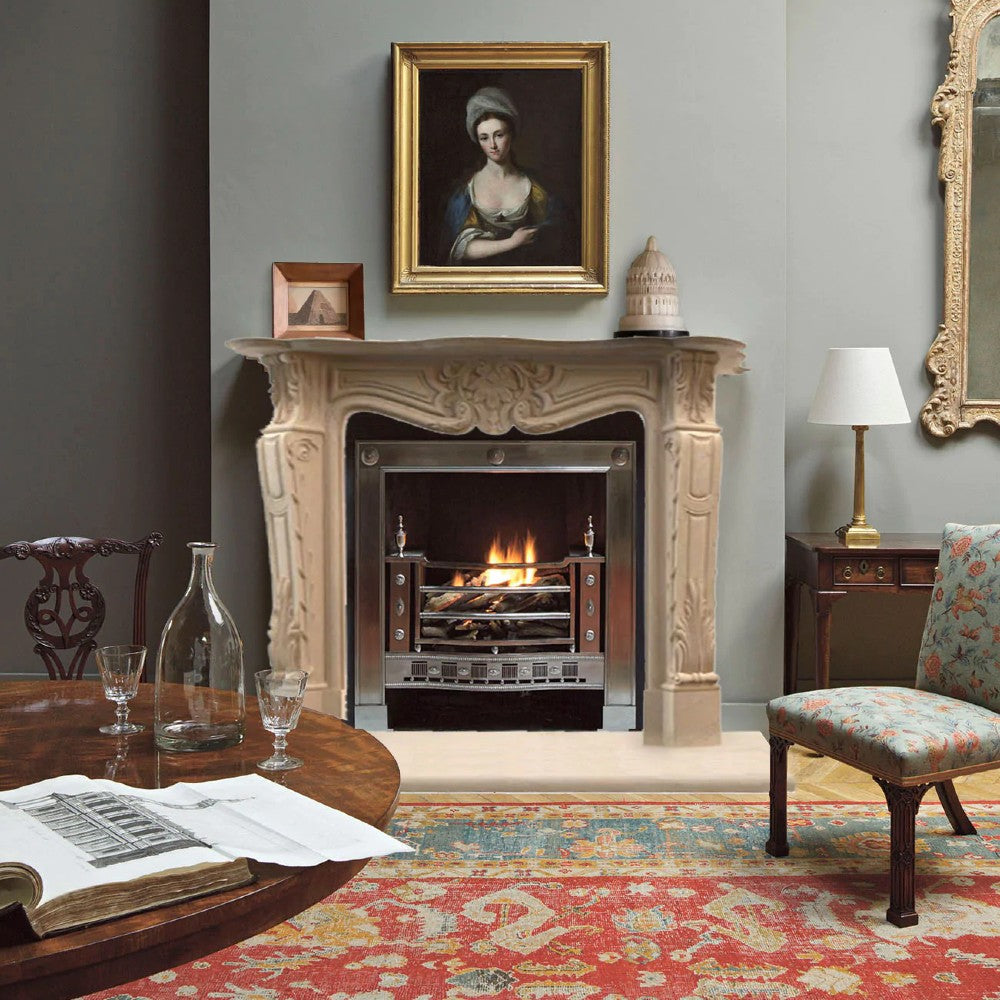 Light Travertine Fireplace Surround - Traditional Hand-carved