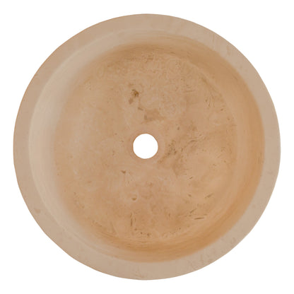 Troia Light Travertine Natural Stone Cylinder Sink Honed and Filled/Matte (D)16" (H)6"