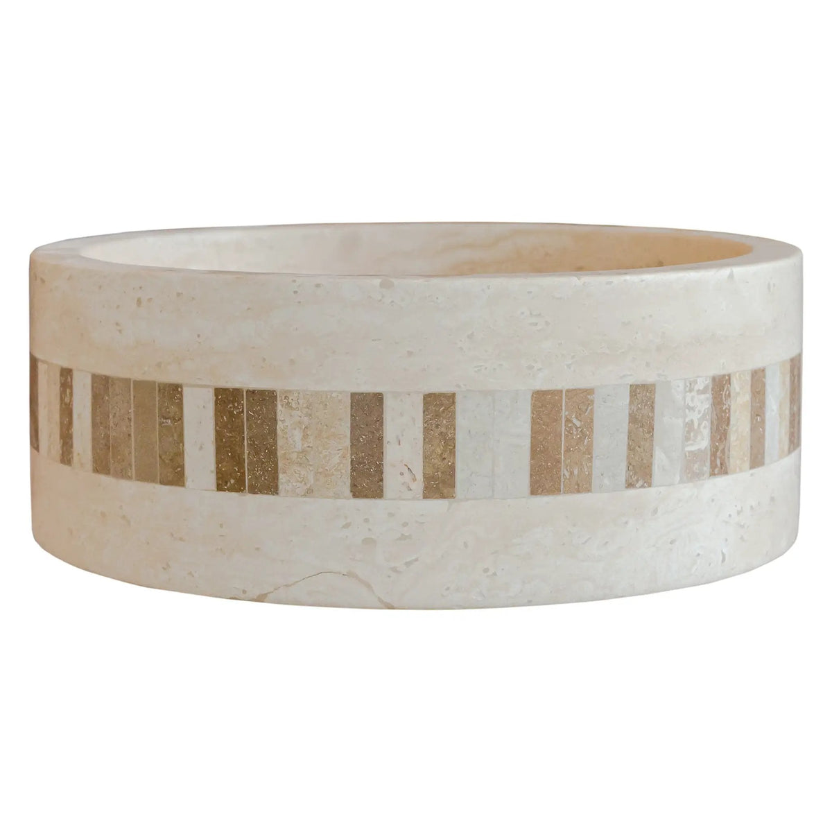 Light Travertine Natural Stone Cylinder Sink Honed Matte 16x6