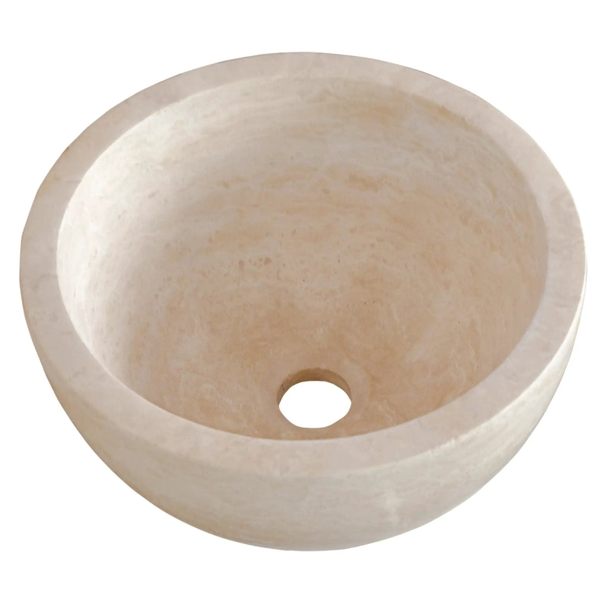 GMSTONE Natural Travertine Vessel Bathroom Sink 12.5 Inch Round Stone
