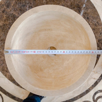 GMSTONE Natural Travertine Vessel Bathroom Sink 12.5 Inch Round Stone
