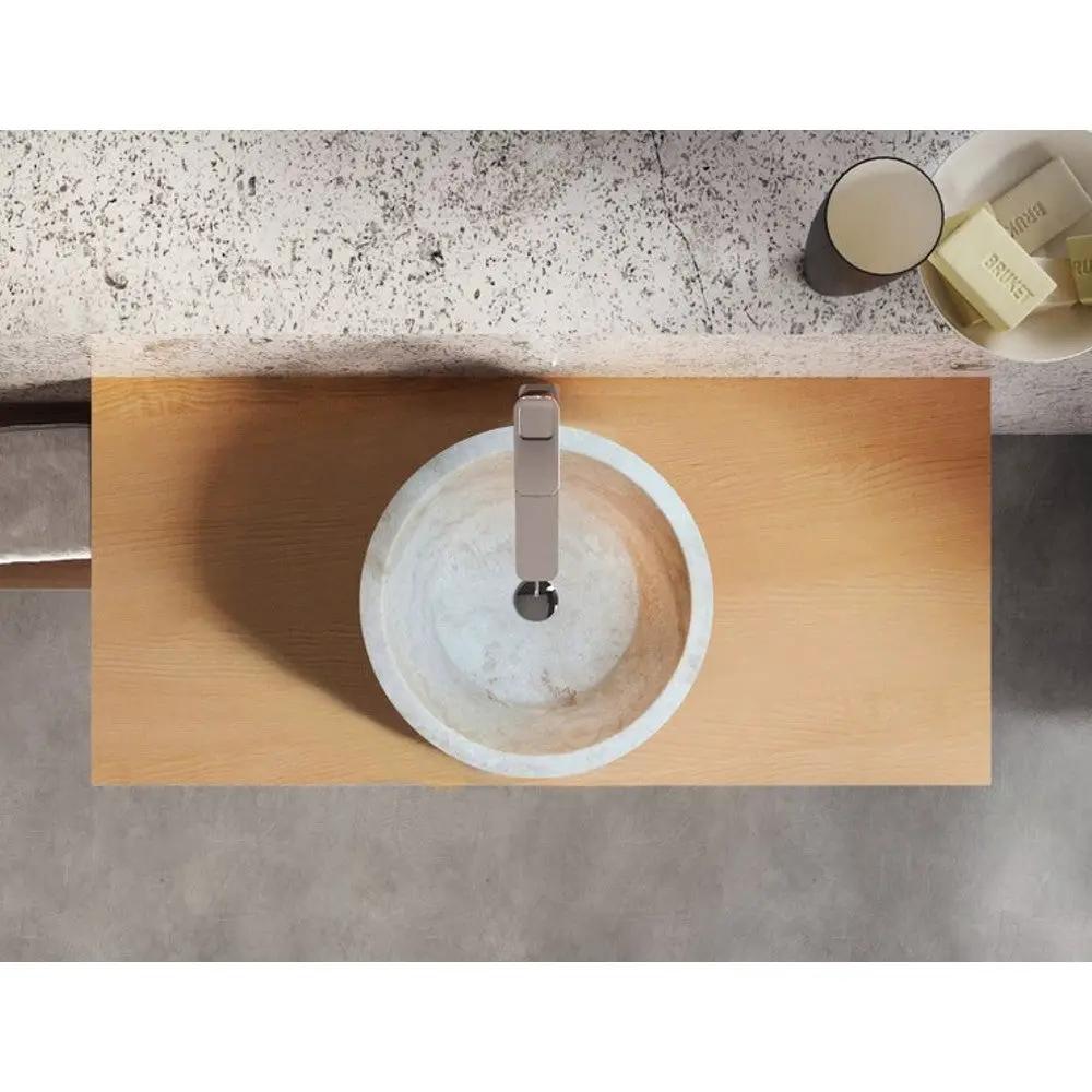 Light Beige Natural Travertine Stone Conical Vessel Bathroom Sink