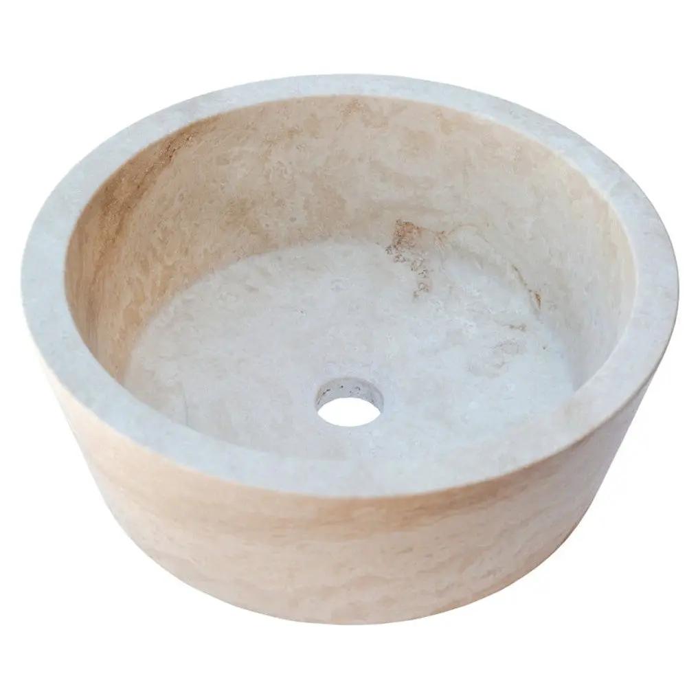 Light Beige Natural Travertine Stone Conical Vessel Bathroom Sink