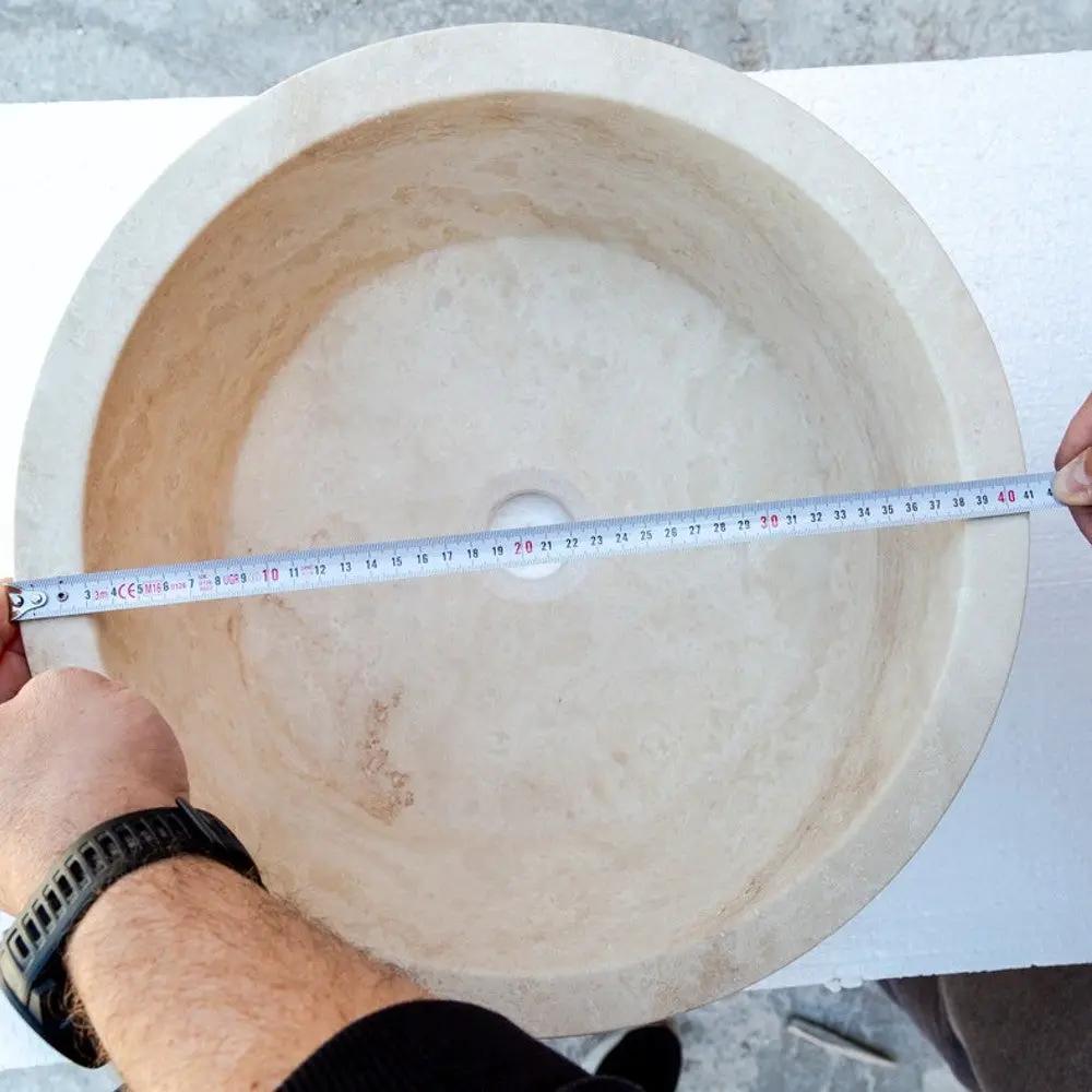 Light Beige Natural Travertine Stone Conical Vessel Bathroom Sink
