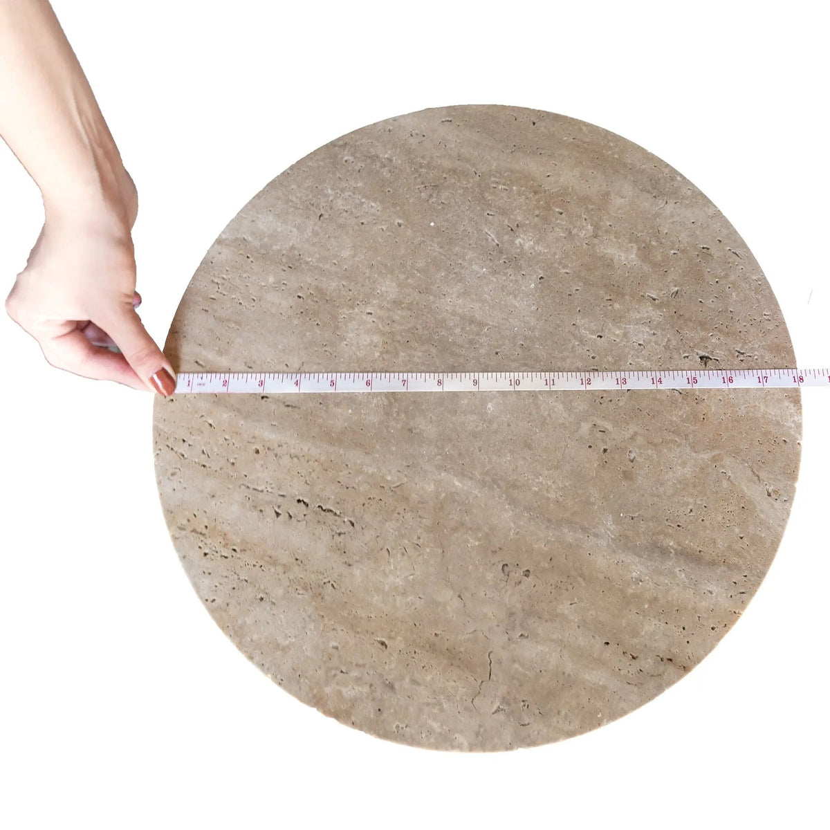 Natural Light Travertine Round End Table Honed Finish 18D x 20H