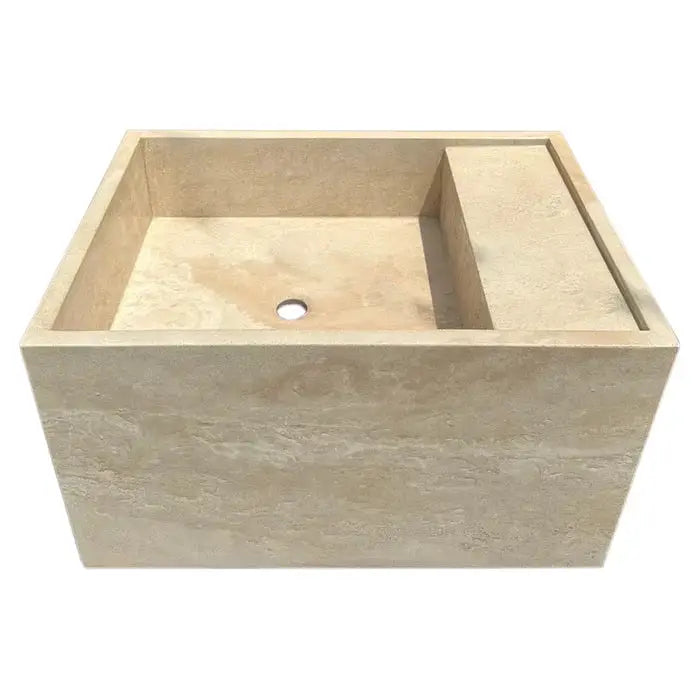Custom 17x24 Light Beige Travertine Natural Stone Vessel Bathroom Sink